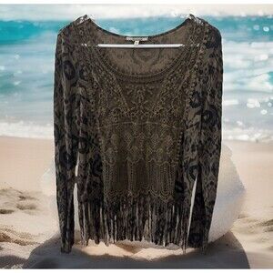 Women’s Size M Gimmicks by BKE from The Buckle fringe Crochet Lace BOHO Hippie